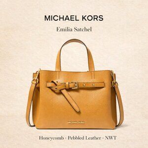 NWT Michael Kors Emilia Small Satchel Honeycomb Pebbled Leather Crossbody
